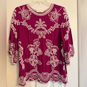 Solitaire Anthropologie Embroidered Blouse
